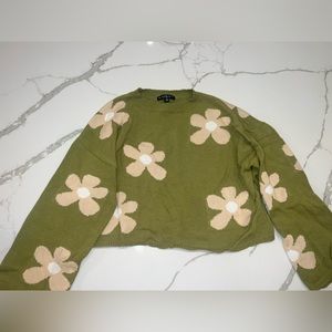 Beginning Boutique Cropped Floral Sweater